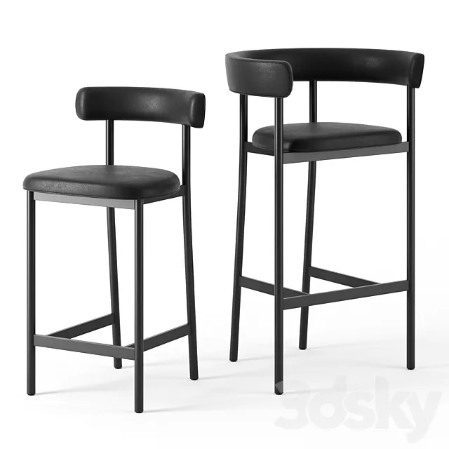 FONT Light Bar Stool by Mobel Copenhagen 3D Model