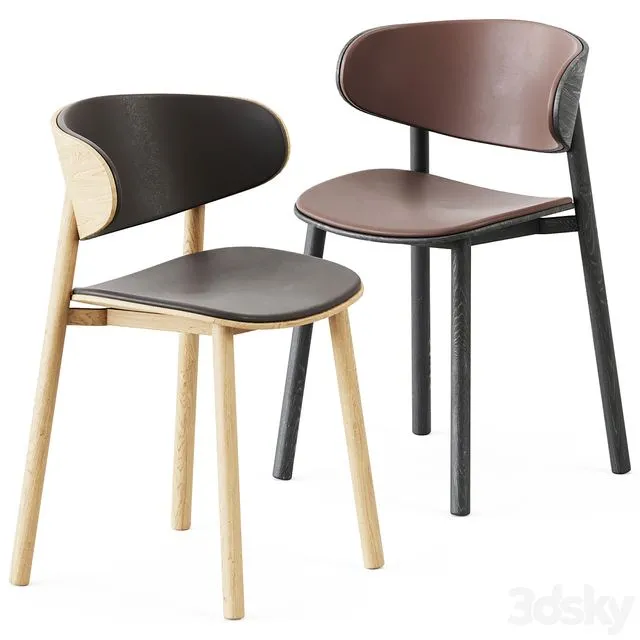 Font Wooden Chair Upholstered by Wiesner-Hager 3D Model
