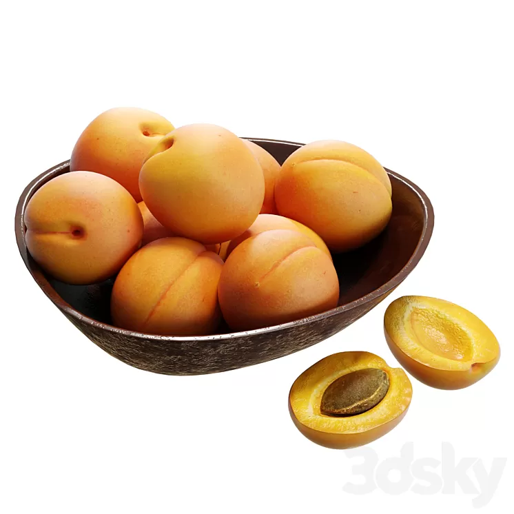 Food Set 13 / Bowl with Apricots 3D Model Free