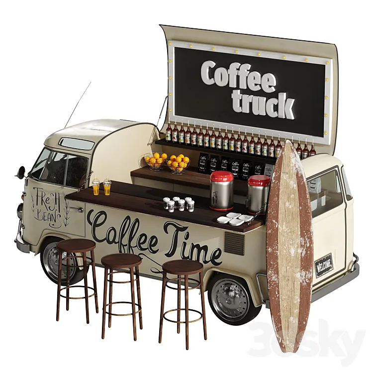 Food truck coffee 3D Model Free