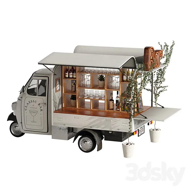 Foodtruck Bar set 6 3D Model Free