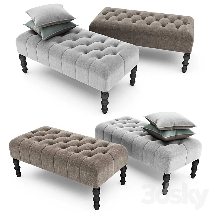 Footstool Upholstered with buttons
