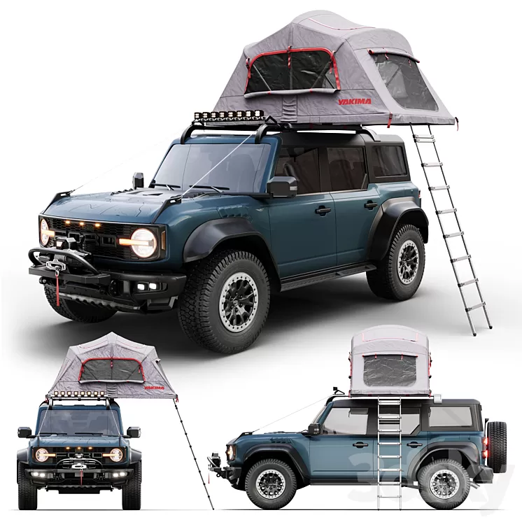 ford bronco raptor rooftop tent 3D Model Free