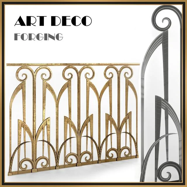 Forged fences Art Deco 3D Model