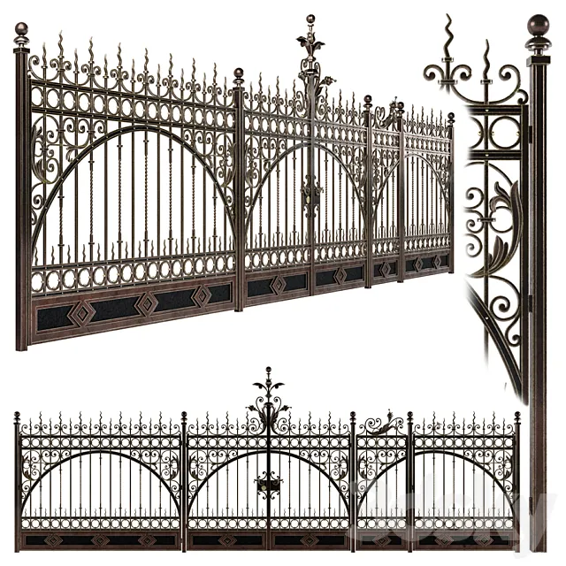 Forged gate wickets and fences N2 3D Model