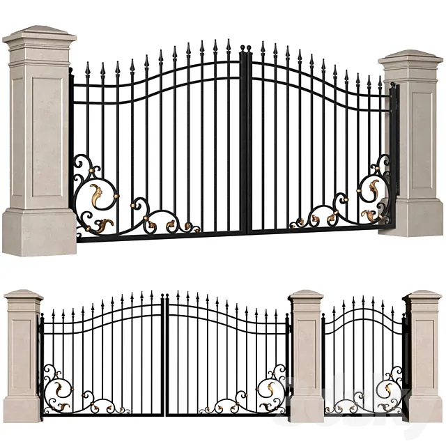 Forged gates in a classic style.DUAL Entrance Driveway Fence Iron Gate set Free Download