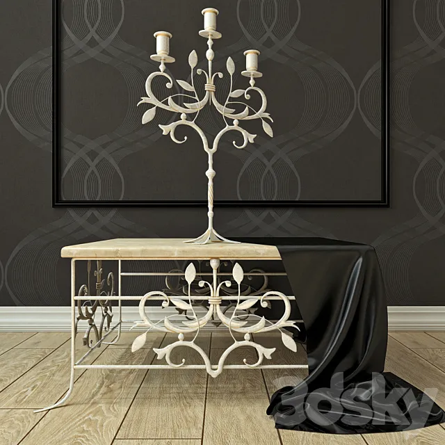 Forged table and the candlestick 3D Model
