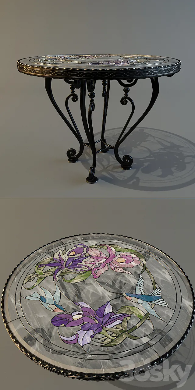 Forged table with vitra?noj tabletop Free Download