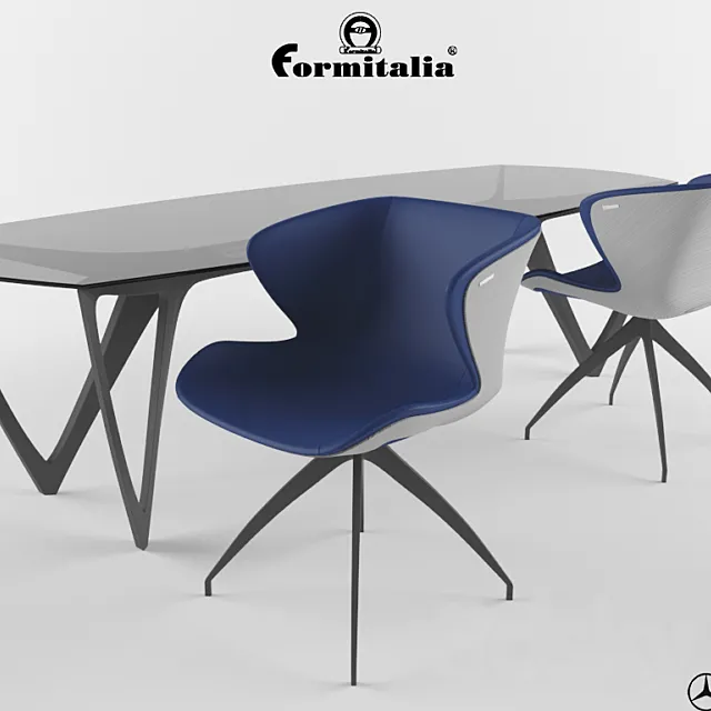 Formitalia "Mercedes-Benz style" Chairs & Table 3D Model