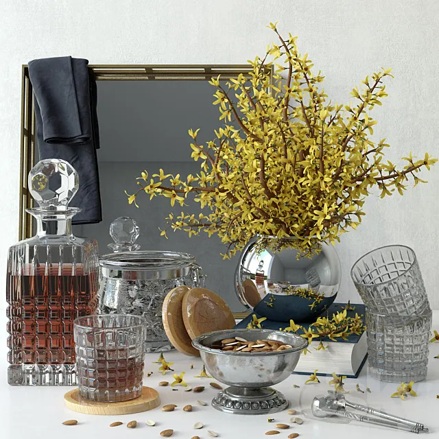 Forsythia decorative set 3DModel