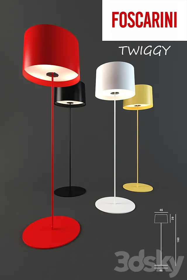 Foscarini "Twiggy Floor Lamp Lettura" 3D Model