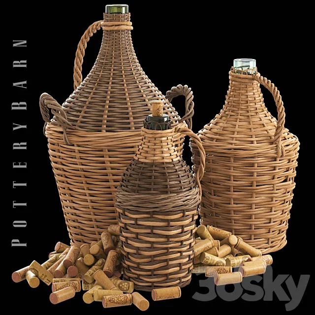 Found Woven Wine Bottle Potterybarn 3D Model