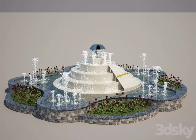 Fountain urban stone liquid 3D Model