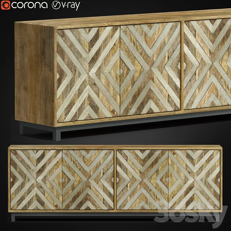 Four-Door Entertainment Console 3D Model