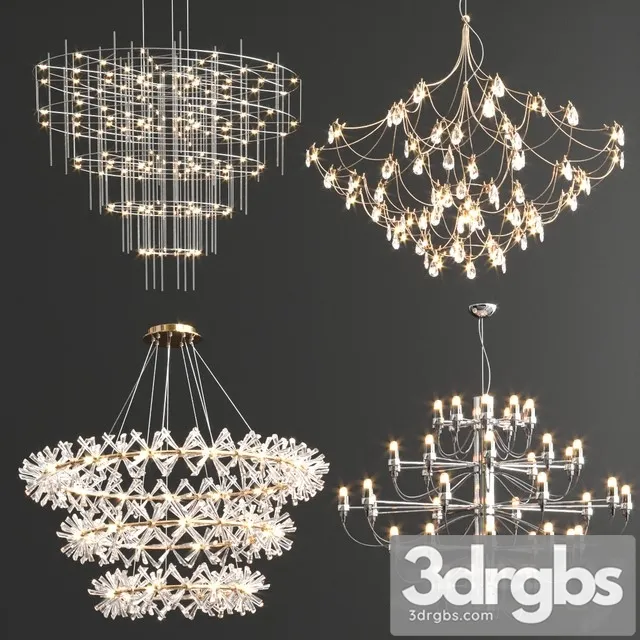 Four Exclusive Chandelier Collection 3D Model Free