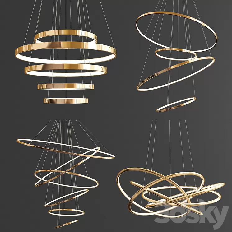 Four Exclusive Chandelier Collection_28 Rings 3D Model