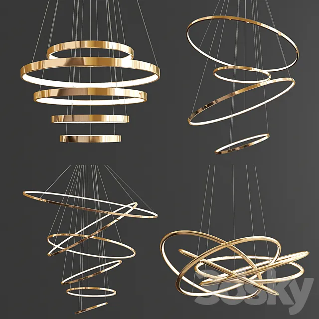 Four Exclusive Chandelier Collection_28 Rings 3DModel