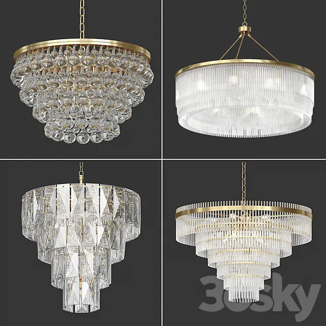 Four exclusive Eichholtz chandeliers 3D Model