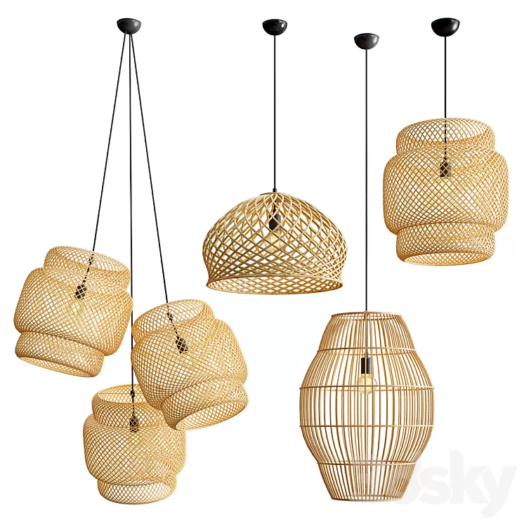 Four Exclusive Pendant Collection_34 Rattan 3D Model