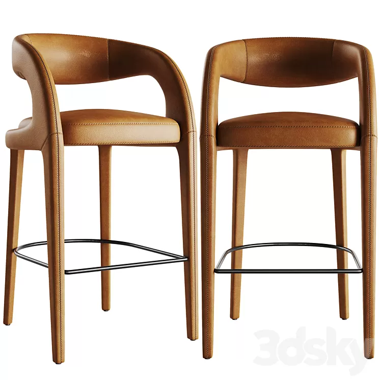 Four Hands Hawkins Bar Stool 3D Model Free