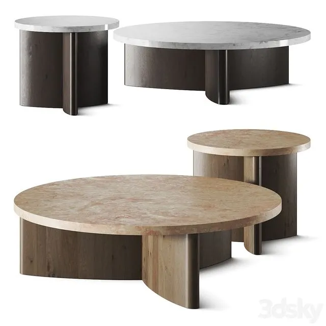 Four Hands Toli Travertine Coffee Table 3D Model