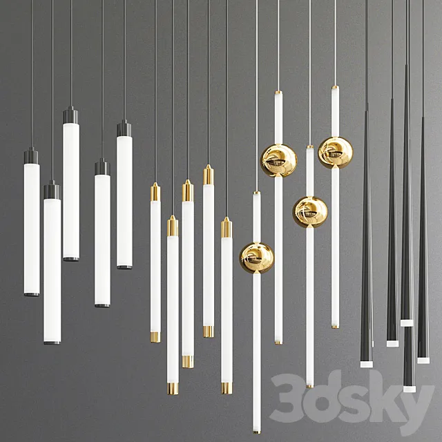 Four hanging lamps 3D Model