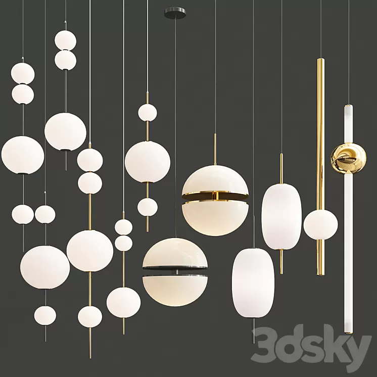 Four hanging lamps 3D Model