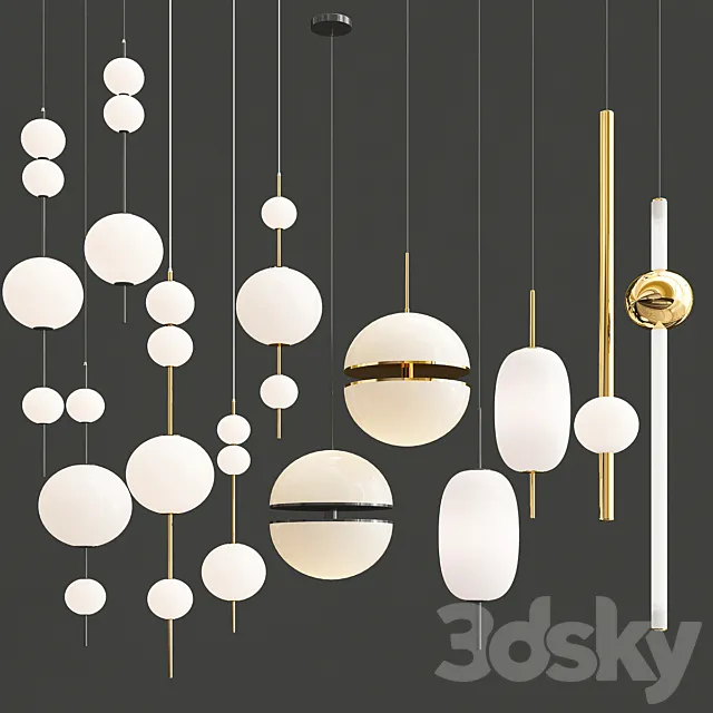 Four hanging lamps 3DModel