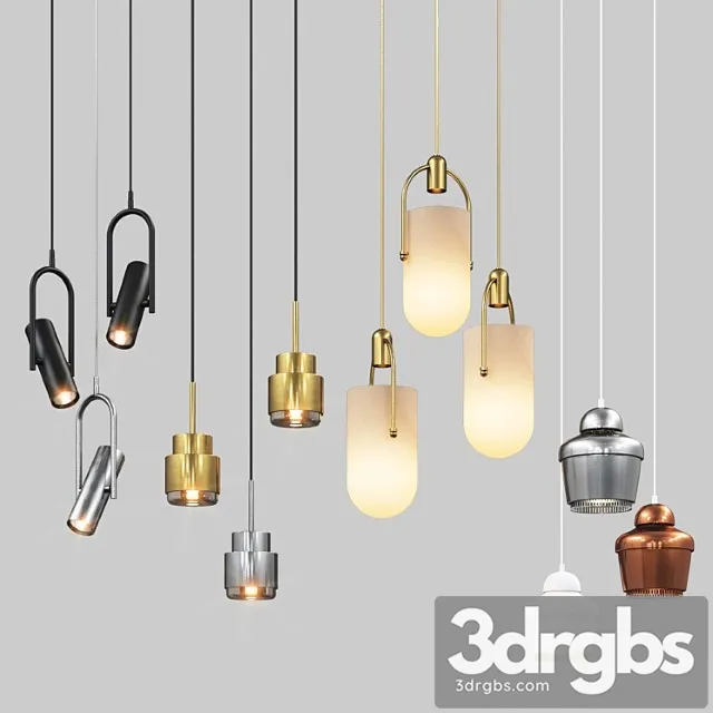 Four hanging light set 02 3D Model Free