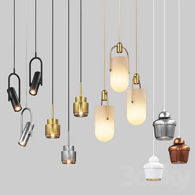 Four Hanging Light Set 02 3DModel