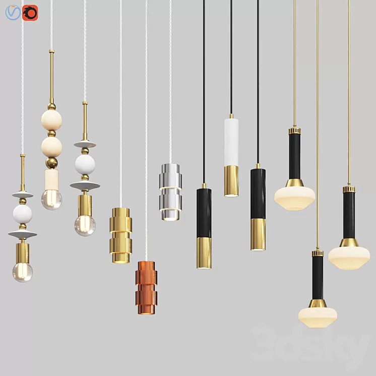 Four Hanging Light Set 03 3D Model