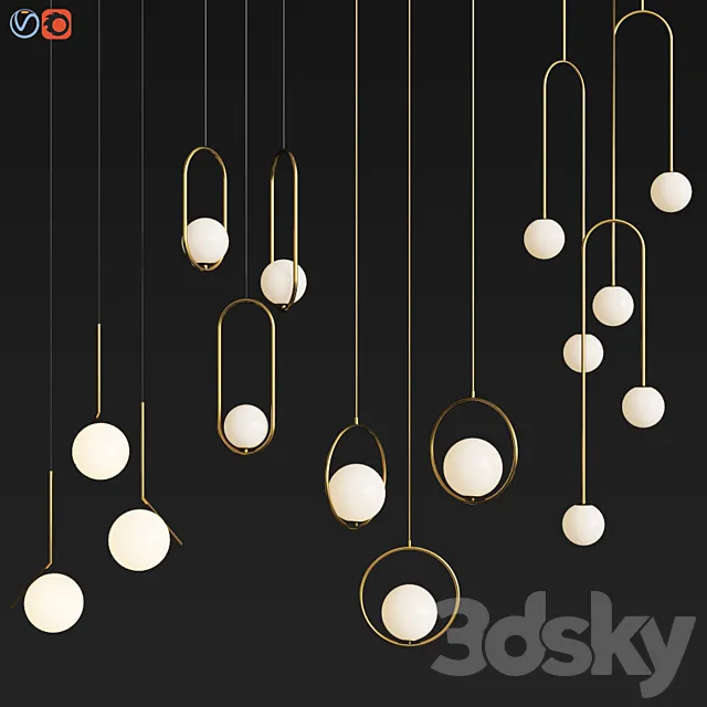 Four Hanging Light Set 04 3DModel