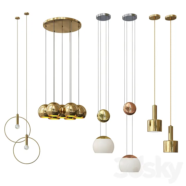 Four Hanging Lights 3D Model