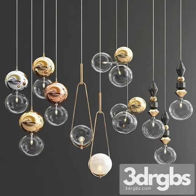 Four Hanging Lights 41 Exclusive Glass Ball 3D Model Free