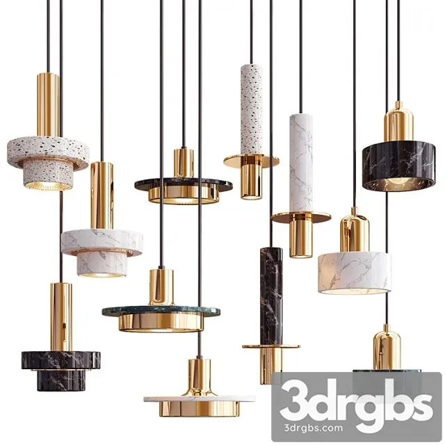 Four hanging lights 47 exclusive marble 3D Model Free