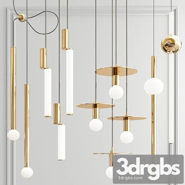 Four hanging lights 64 3D Model Free