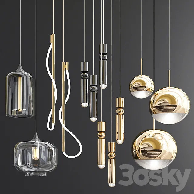 Four Hanging Lights 71 3D Model