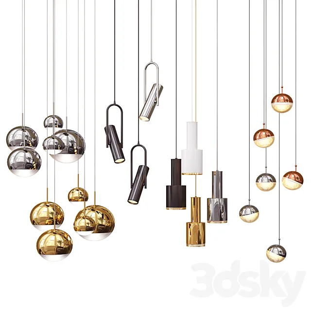 Four Hanging Lights_16 Mix 3D Model