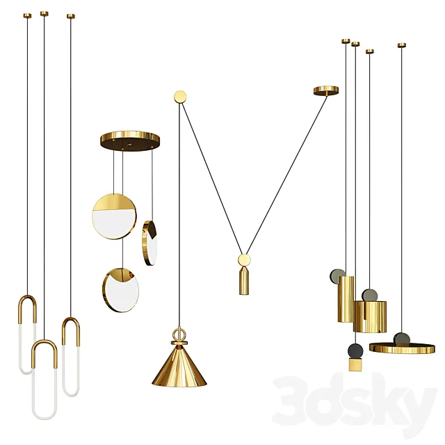 Four Hanging Lights_2 3D Model