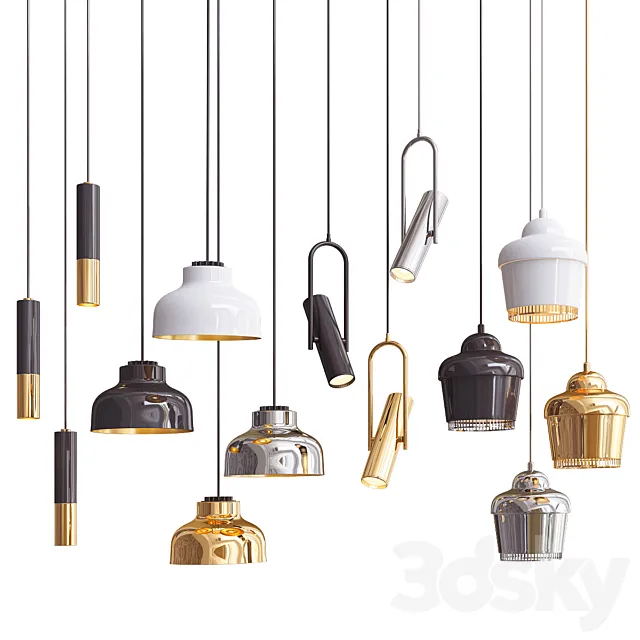 Four Hanging Lights_33 Mix 3D Model