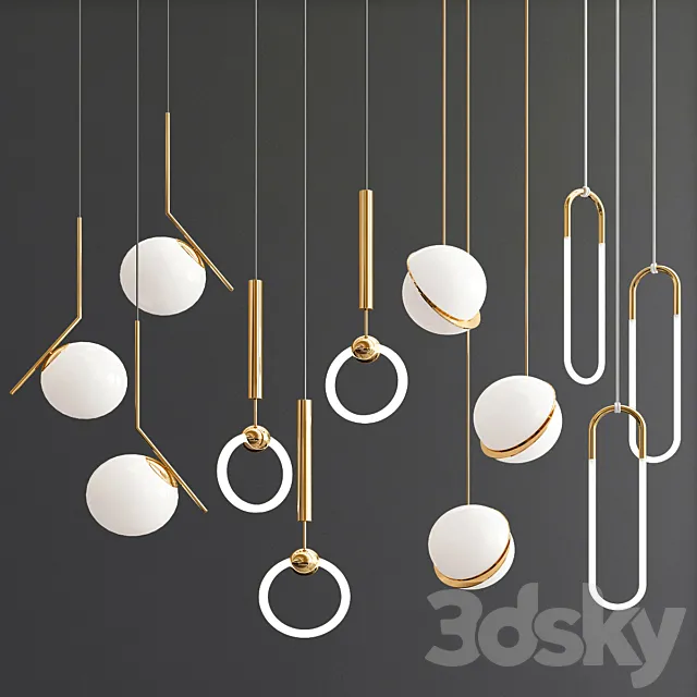 Four Hanging Lights_42 THE BEST 3D Model