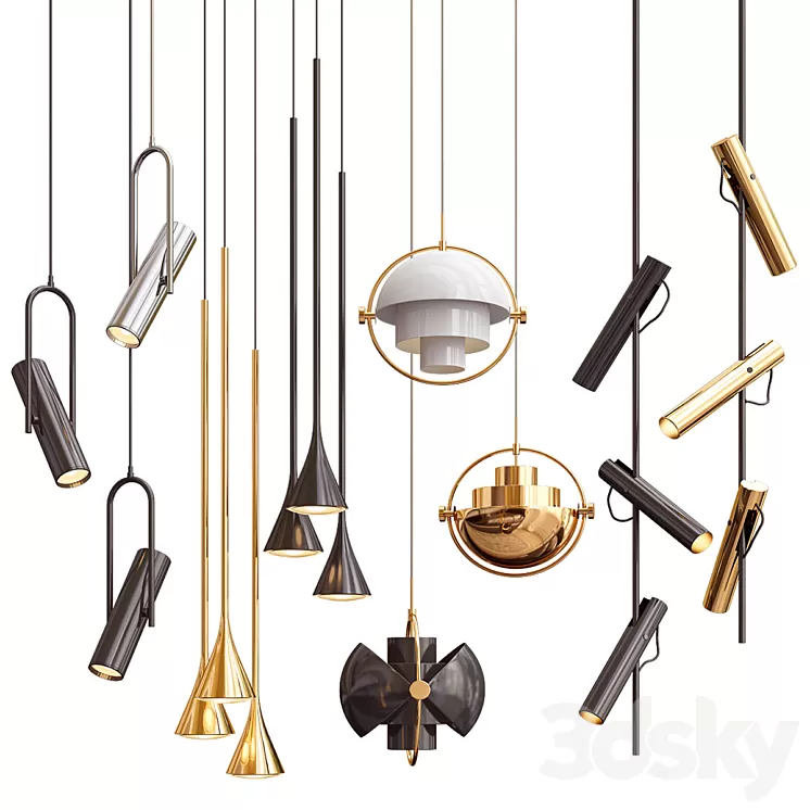 Four Hanging Lights_44 Minimalist 3D Model