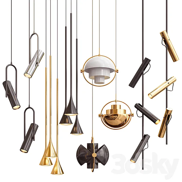 Four Hanging Lights_44 Minimalist 3DModel