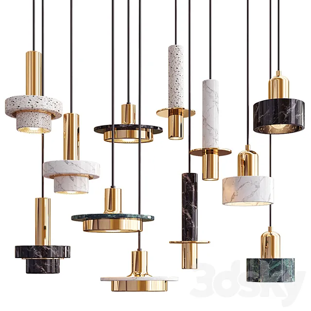 Four Hanging Lights_47 Exclusive Marble 3DModel