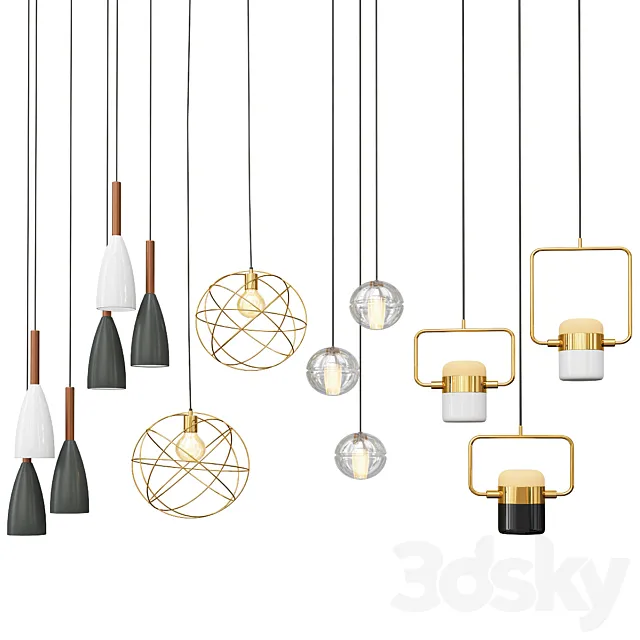 Four Hanging Lights_5 3D Model