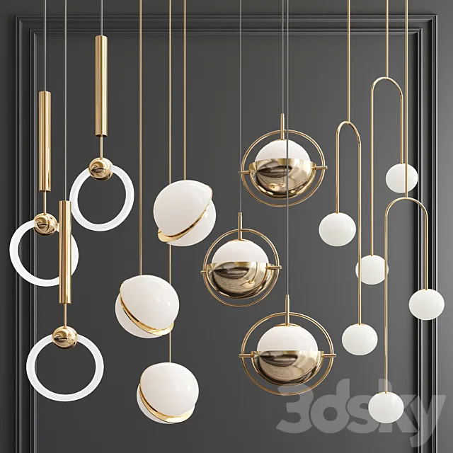 Four Hanging Lights_54 Brands 3D Model