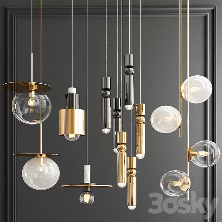 Four Hanging Lights_58 3D Model