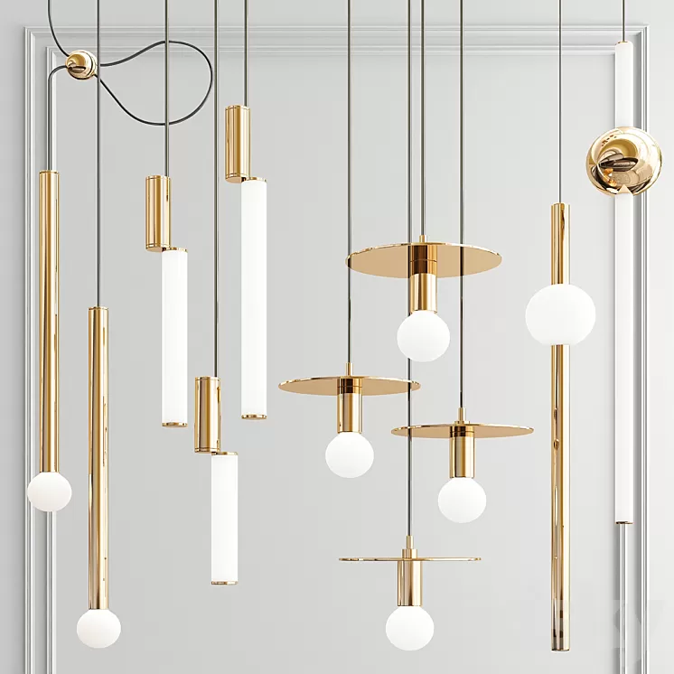 Four Hanging Lights_64 3D Model