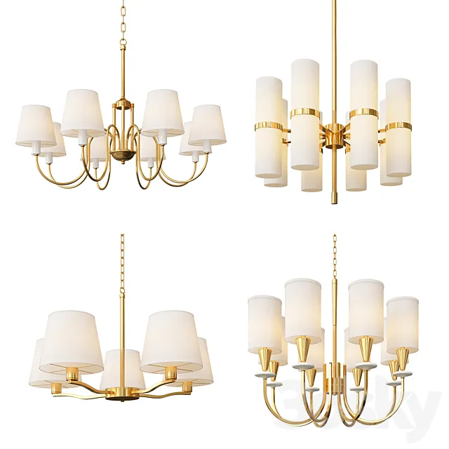 Four Nice Classic Chandeliers 3D Model