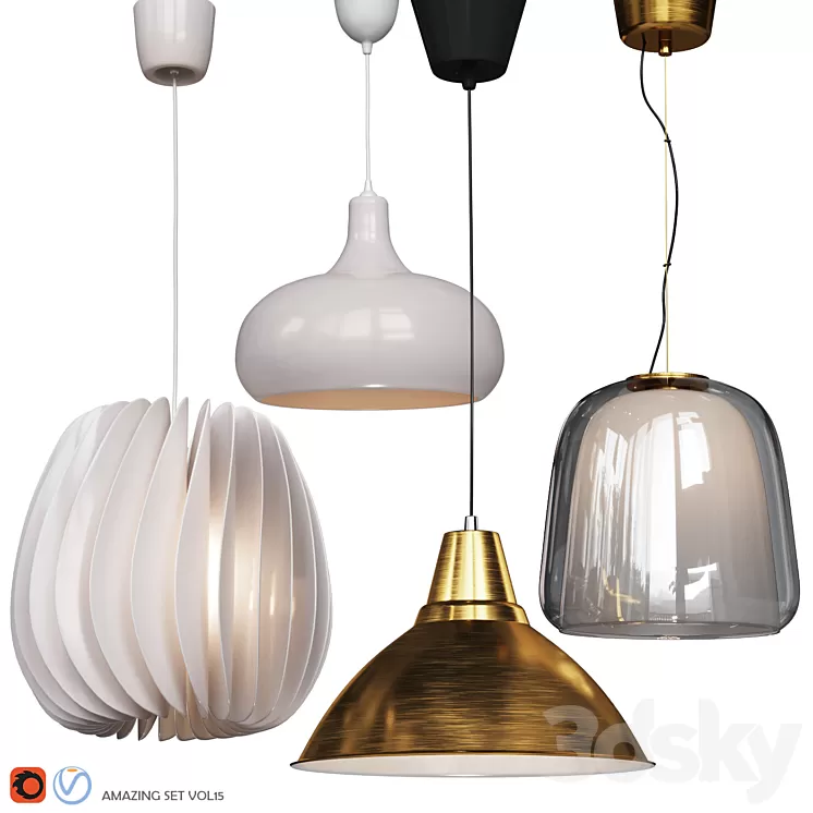Four Pendant Lights amazing set vol. 15 3D Model